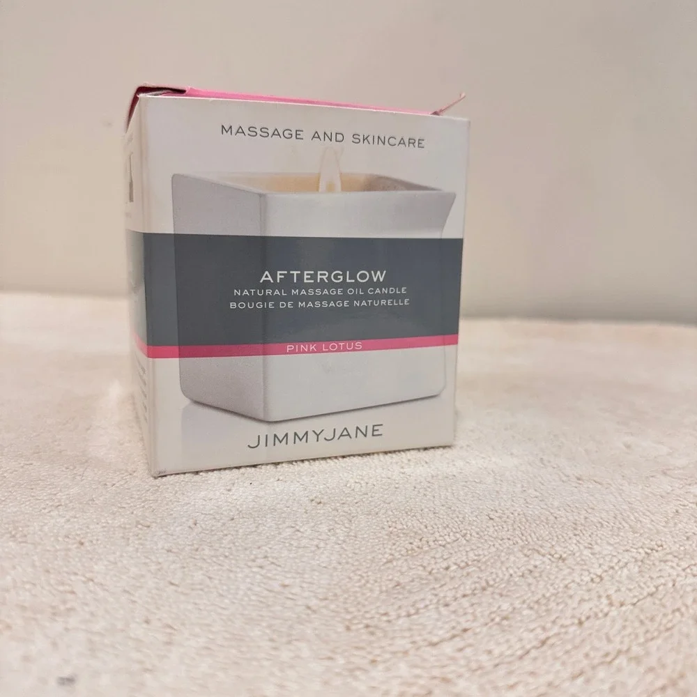 Jimmyjane Afterglow Pink Lotus Natural Massage Oil Candle White Ceramic